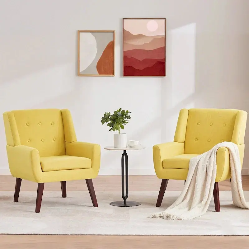 HUIMO Contemporary Tufted Accent Chair Pair – Two-Seat Modern Upholstered Set