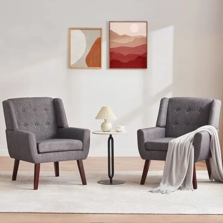 HUIMO Modern Tufted Accent Chairs – Stylish Two-Piece Set in Premium Fabric