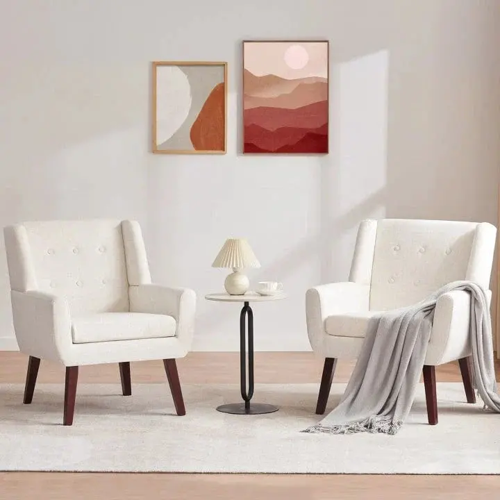 HUIMO Modern Tufted Accent Chairs – Stylish Two-Piece Set in Premium Fabric
