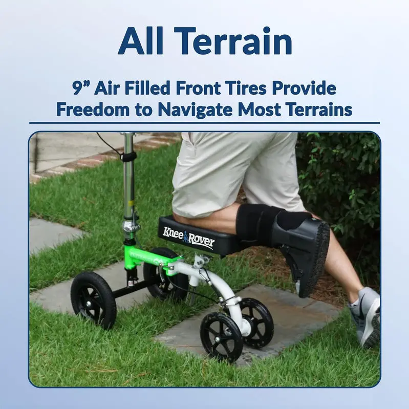 Hybrid All-Terrain Knee Scooter – Compact Recovery Walker for Foot & Ankle Injuries, Heavy-Duty Green Model