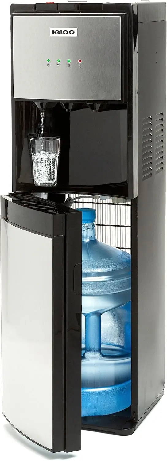 Igloo Top-Loading Dual-Temp Water Cooler – Black Stainless Finish with Hot & Cold Functions