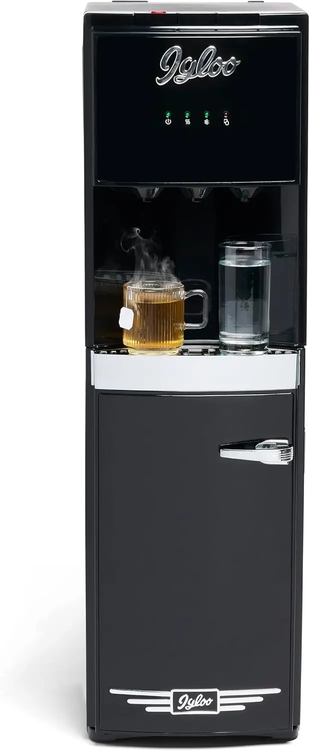 Igloo Top-Loading Dual-Temp Water Cooler – Black Stainless Finish with Hot & Cold Functions