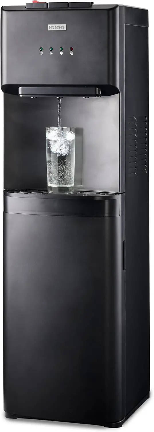 Igloo Top-Loading Dual-Temp Water Cooler – Black Stainless Finish with Hot & Cold Functions