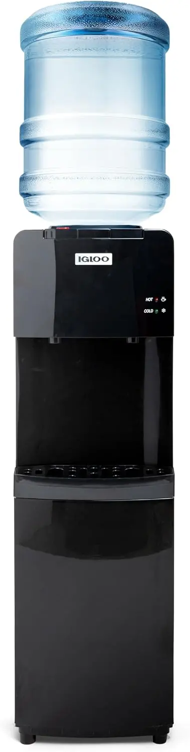Igloo Top-Loading Dual-Temp Water Cooler – Black Stainless Finish with Hot & Cold Functions