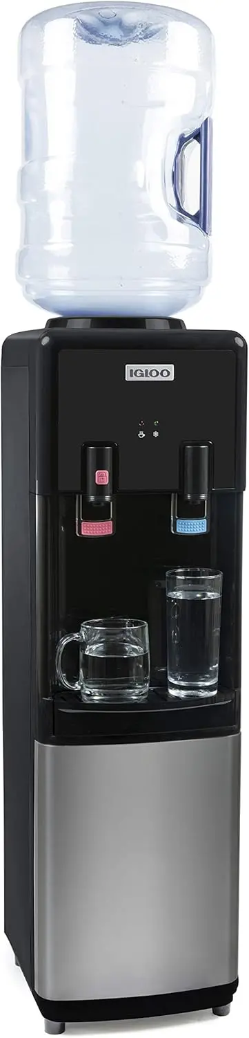 Igloo Top-Loading Dual-Temp Water Cooler – Black Stainless Finish with Hot & Cold Functions