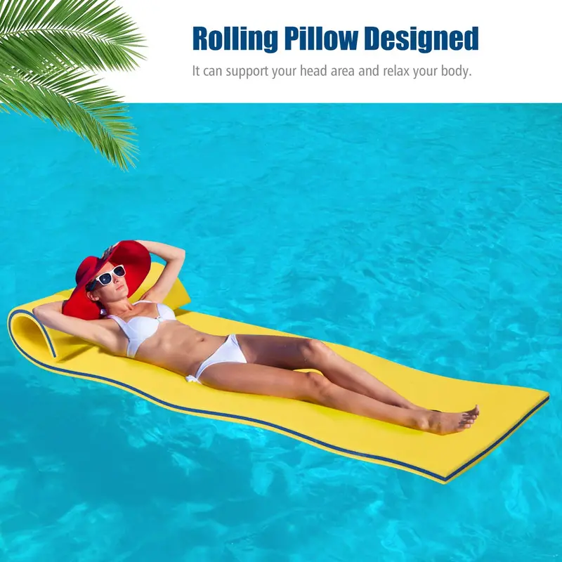 Inflatable Floating Pool Mat – 83" x 26" Water Pad with Built-In Rollable Pillow for Comfortable Lounging 2