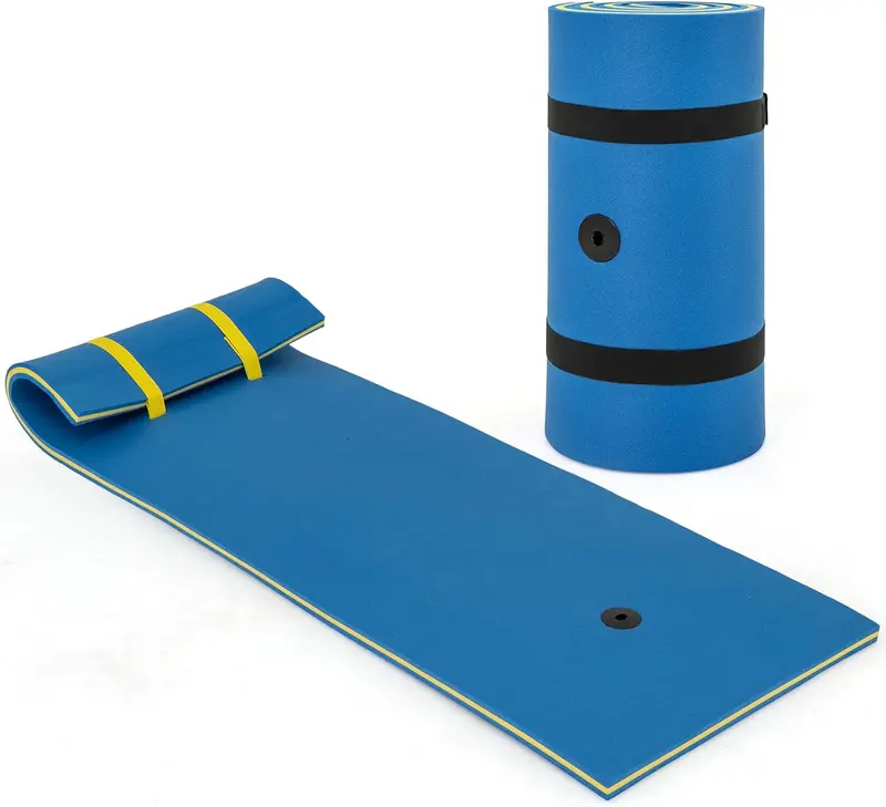 Inflatable Floating Pool Mat – 83" x 26" Water Pad with Built-In Rollable Pillow for Comfortable Lounging