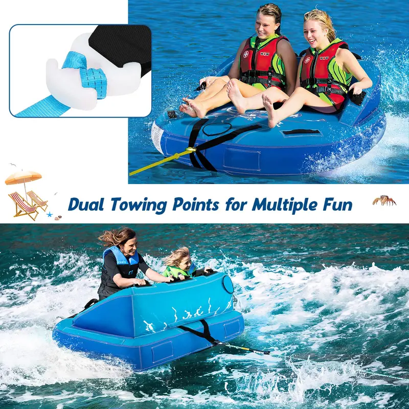 Inflatable Towable Sofa Tube – 1–2 Rider Water Sport Pull Toy with Quick-Drain Vents
