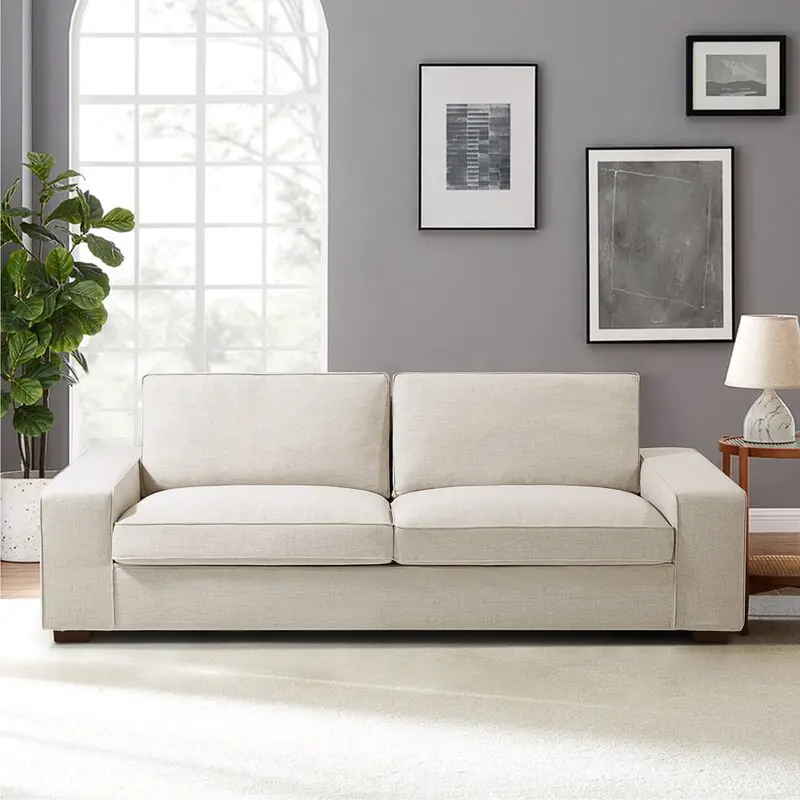 INGALIK Modern Beige 3-Seater Loveseat Sofa – 71-Inch Living Room Accent Piece 2