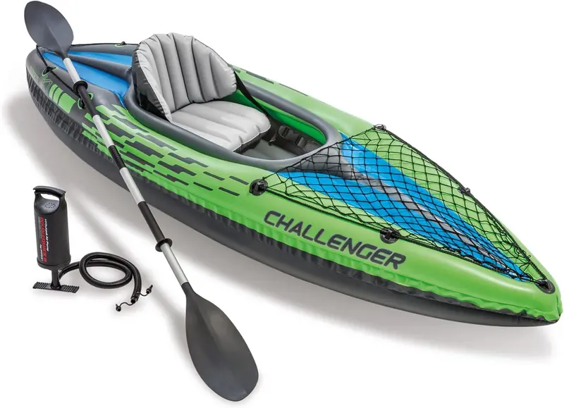 Intex Challenger K2 Kayak Bundle – Includes 86-Inch Paddles and High-Output Air Pump