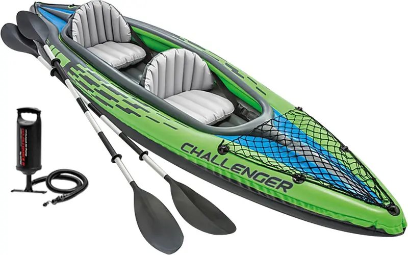Intex Challenger K2 Kayak Bundle – Includes 86-Inch Paddles and High-Output Air Pump 2