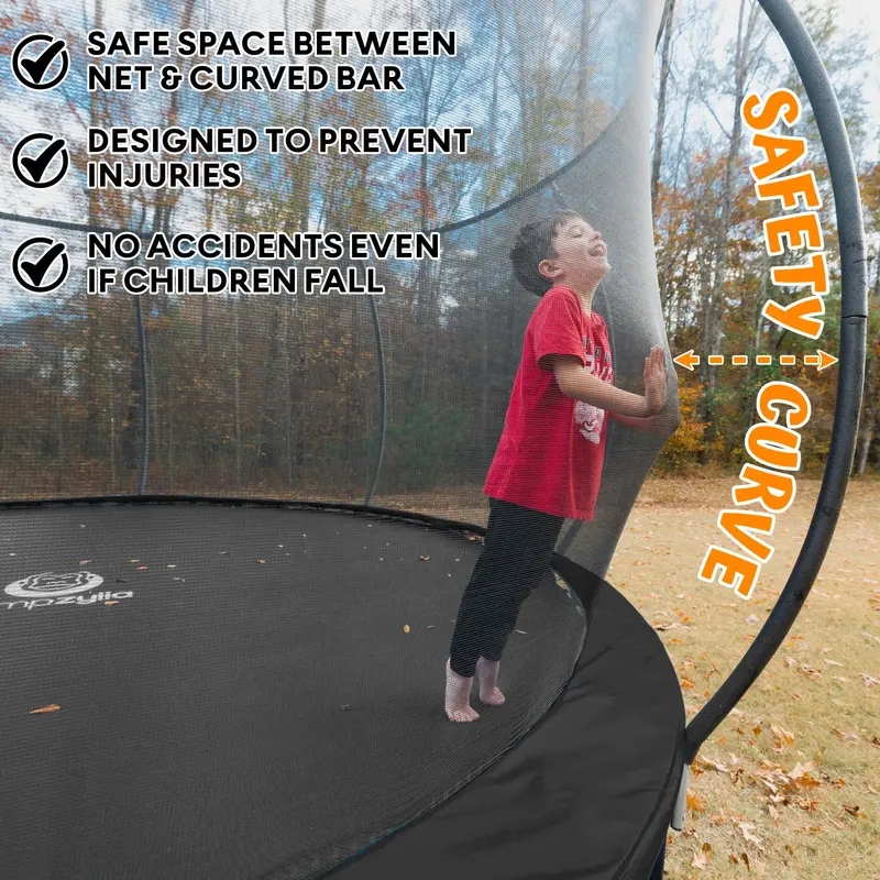 JUMPZYLLA 8-Foot Enclosed Backyard Trampoline – Safe, Spring-Free Bouncing Solution for Kids
