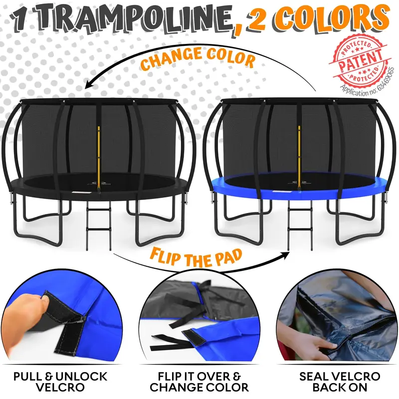 JUMPZYLLA 8-Foot Enclosed Outdoor Trampoline for Kids