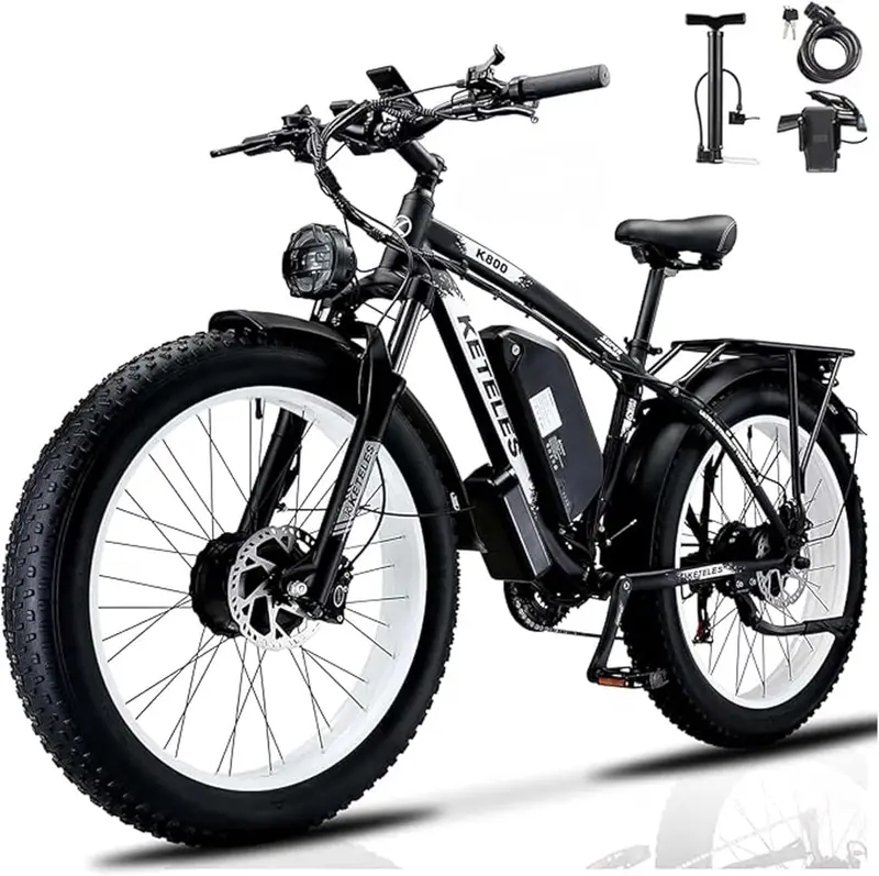 KETELES 4000W Dual-Motor Fat-Tire E-MTB – 26" All-Terrain Electric Mountain Bike, UL 2849 Certified, 48V 23Ah Removable Battery