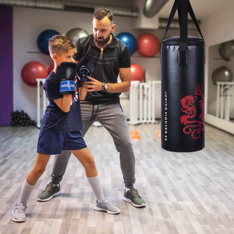 Kids’ Kickboxing Training Set – Includes Pre-Filled Punching Bag and Matching Protective Gloves 2