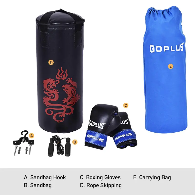 Kids’ Kickboxing Training Set – Includes Pre-Filled Punching Bag and Matching Protective Gloves