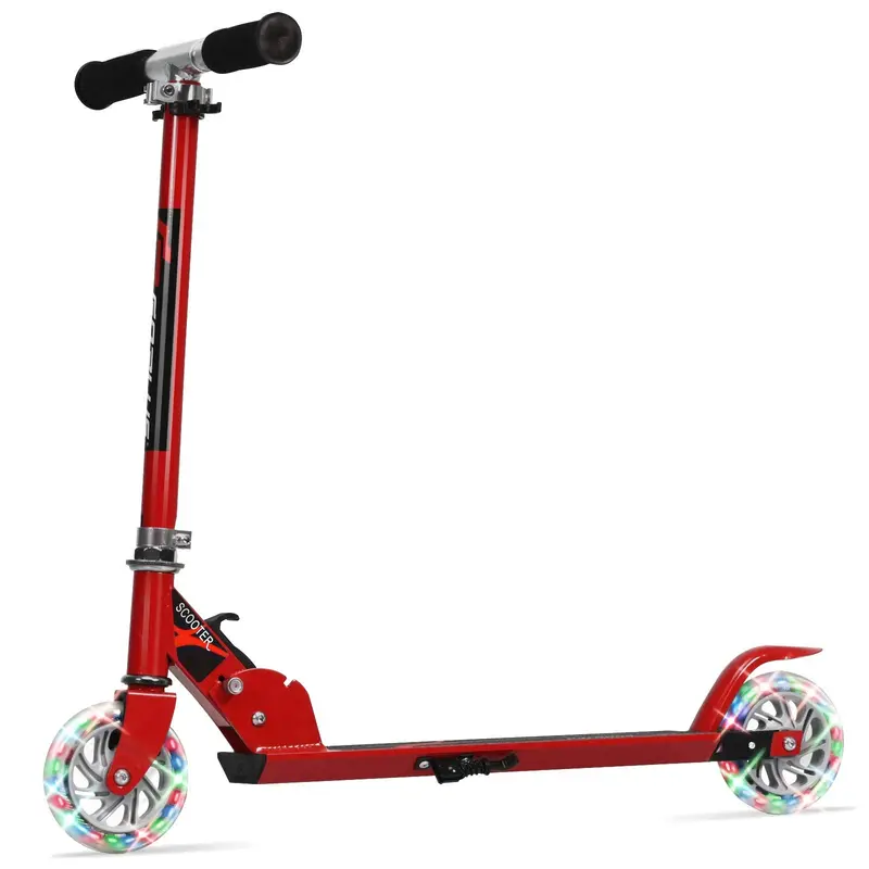 Kids' Lightweight Folding Kick Scooter with Illuminated LED Wheels and Durable Aluminum Frame 2