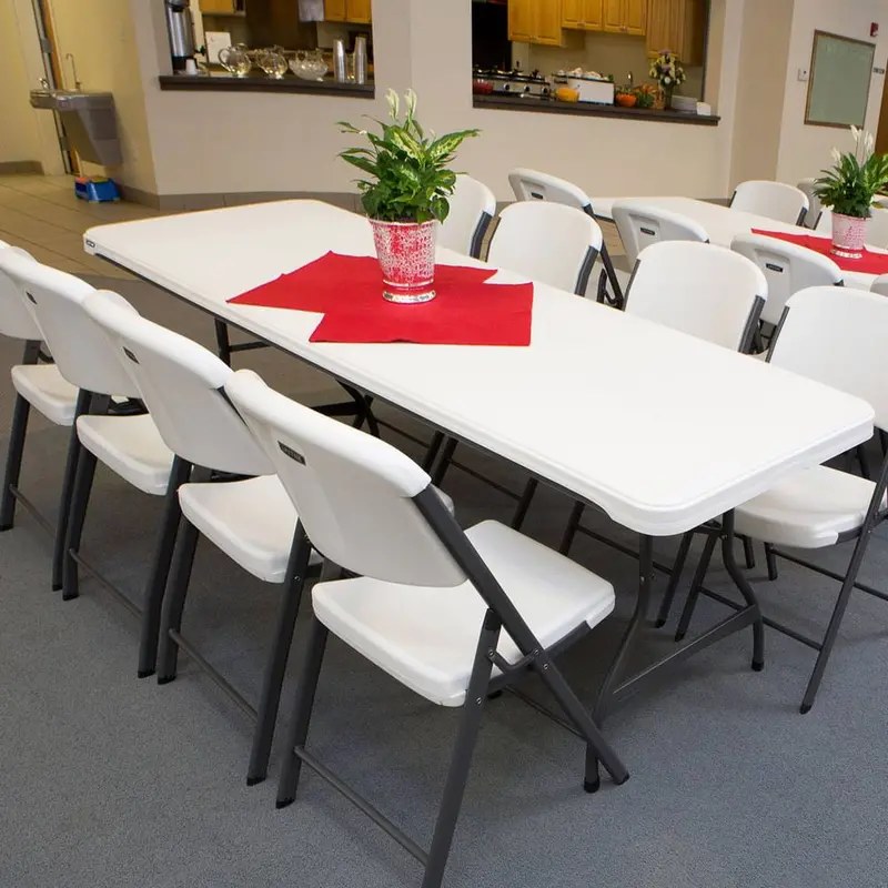 Lifetime Commercial 8-Foot Stacking Folding Tables – 4-Pack White Set for Events, Offices, and Classrooms