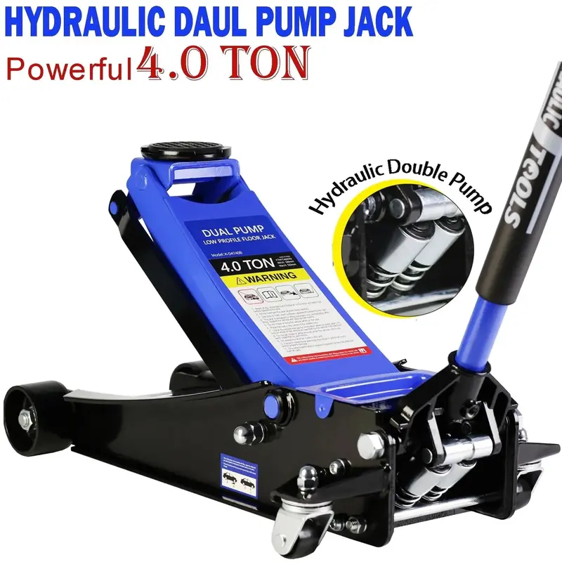 Low-Profile Floor Jack – 4-Ton Heavy-Duty Trolley Lift with Dual-Piston Pump (4"–21" Lift Range, 8000 lbs Capacity) 2