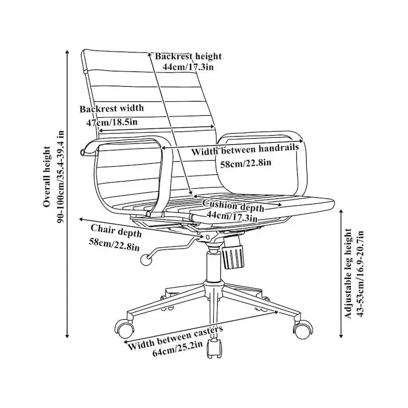 LUXMOD Ribbed Ergonomic Office Chair – Adjustable Comfort for Home or Office