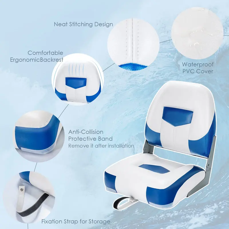 Marine-Grade Folding Boat Seats – Low-Profile 2-Pack for Small Watercraft