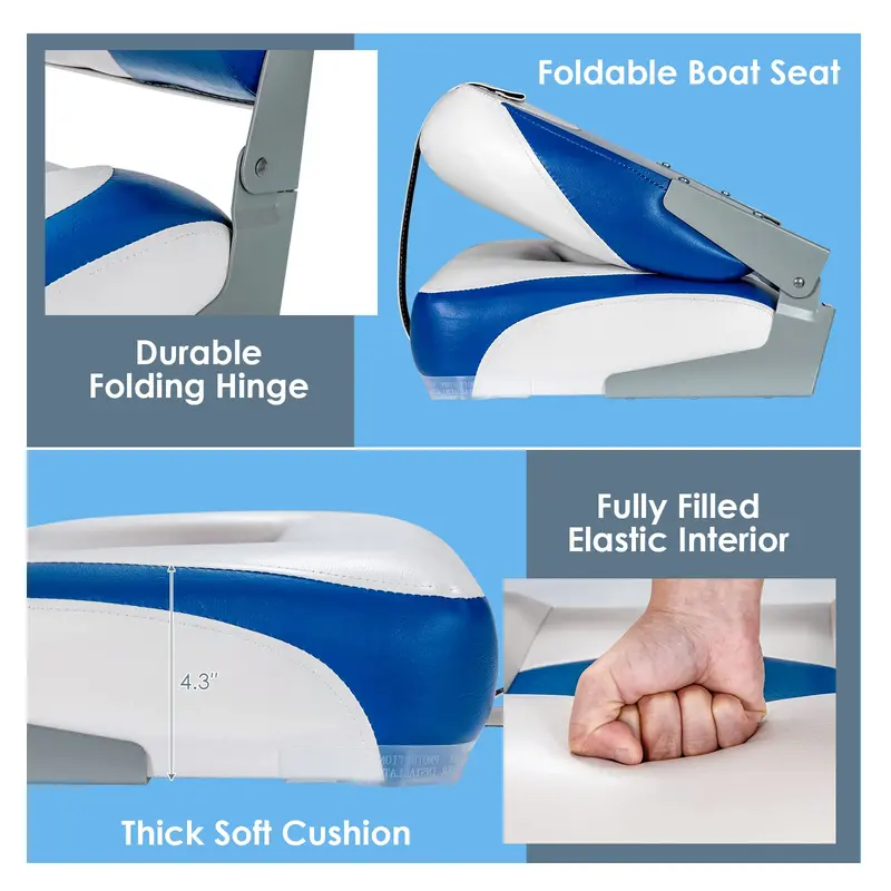 Marine-Grade Folding Boat Seats – Low-Profile 2-Pack for Small Watercraft
