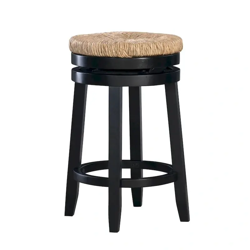 Maya Swivel Bar Stool Featuring Natural Seagrass Seat and Sleek Backless Profile