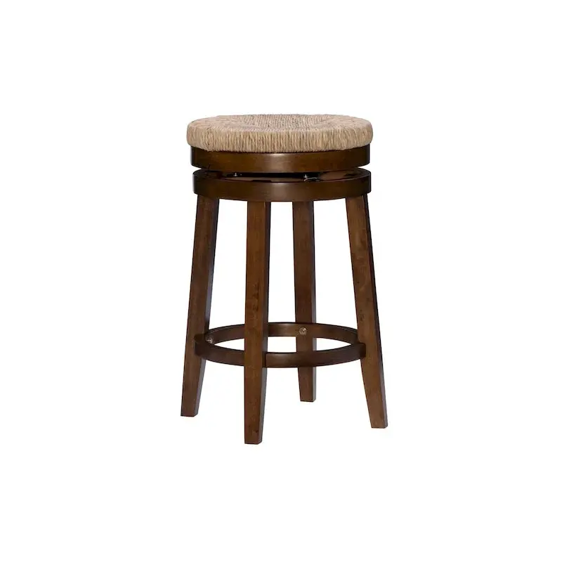 Maya Swivel Bar Stool Featuring Natural Seagrass Seat and Sleek Backless Profile