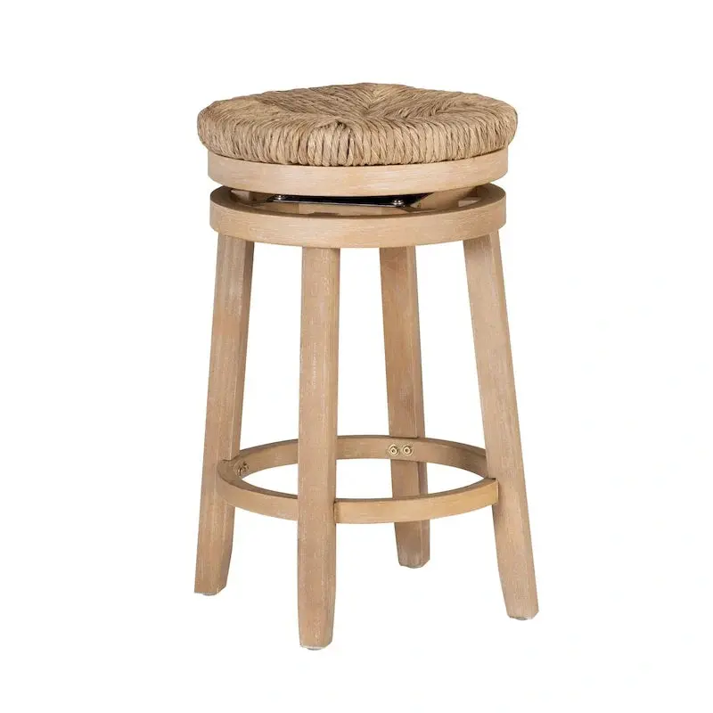 Maya Swivel Bar Stool Featuring Natural Seagrass Seat and Sleek Backless Profile