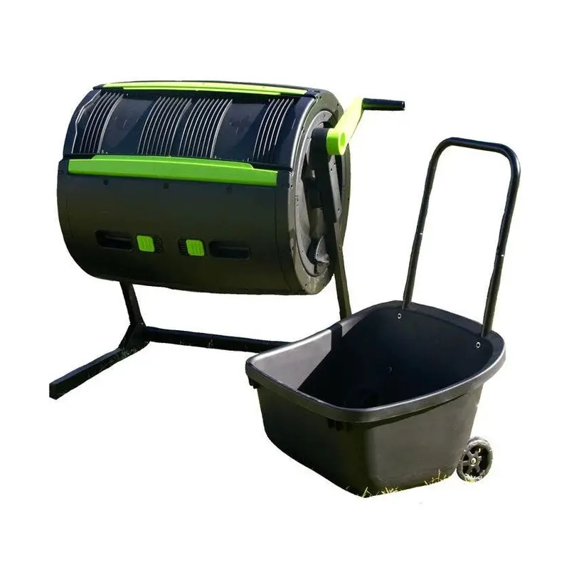 Maze Dual-Compartment 65-Gallon Rotating Compost Tumbler – Wheeled Cart Integration for Effortless Mixing and Mobility