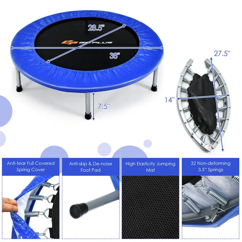 Mini Indoor Rebounder Trampoline – Compact Foldable Trampoline for Kids’ Fitness and Safe Play