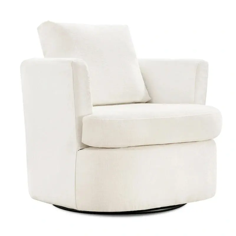 Modern Chenille Swivel Barrel Chair – Rotating Accent Armchair for Living Spaces or Home Offices