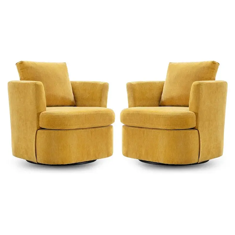 Modern Chenille Swivel Barrel Chair – Rotating Accent Armchair for Living Spaces or Home Offices