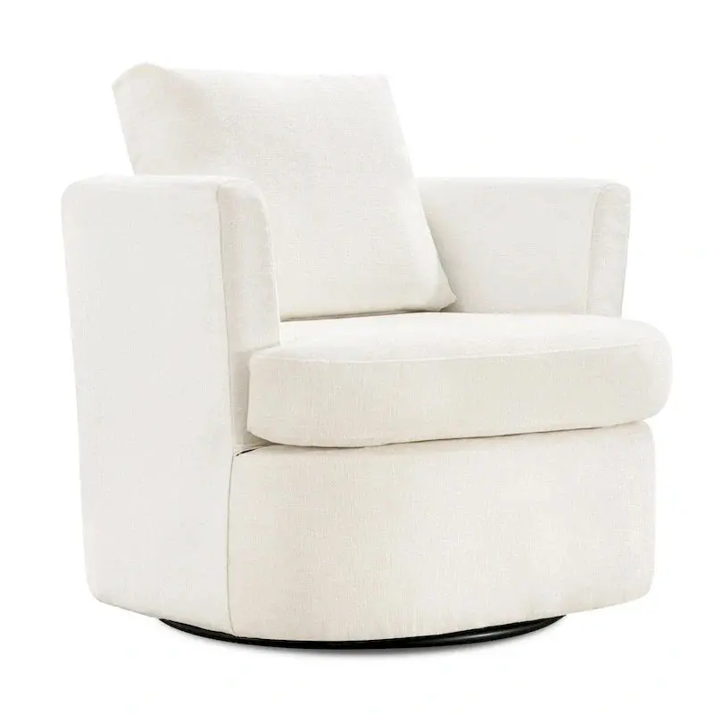 Modern Chenille Swivel Barrel Chair – Rotating Accent Armchair for Living Spaces or Home Offices 2