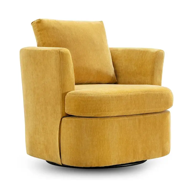 Modern Chenille Swivel Barrel Chair – Rotating Accent Armchair for Living Spaces or Home Offices