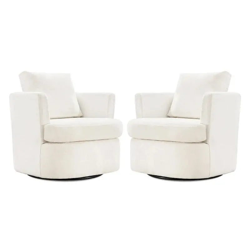 Modern Chenille Swivel Barrel Chair – Rotating Accent Armchair for Living Spaces or Home Offices