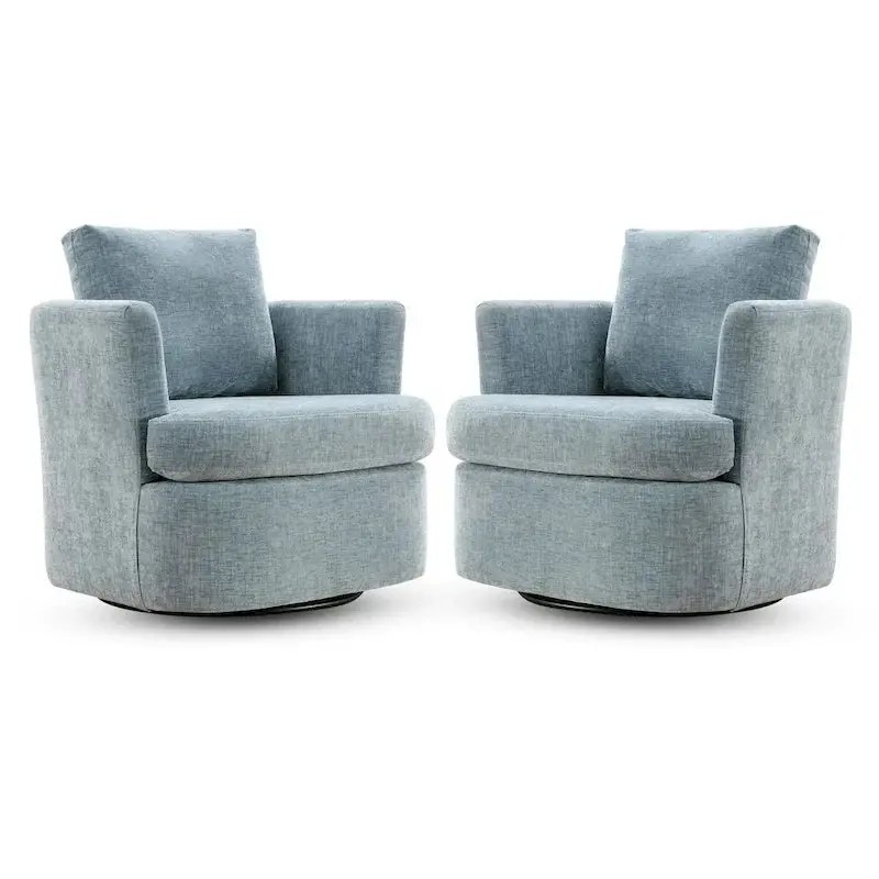 Modern Chenille Swivel Barrel Chair – Rotating Accent Armchair for Living Spaces or Home Offices