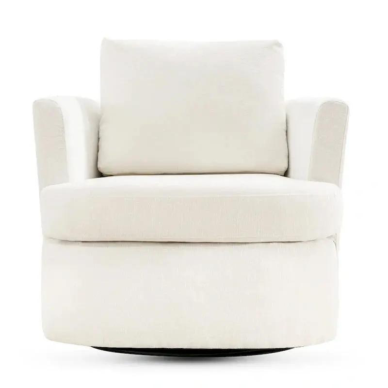 Modern Chenille Swivel Barrel Chair – Rotating Accent Armchair for Living Spaces or Home Offices