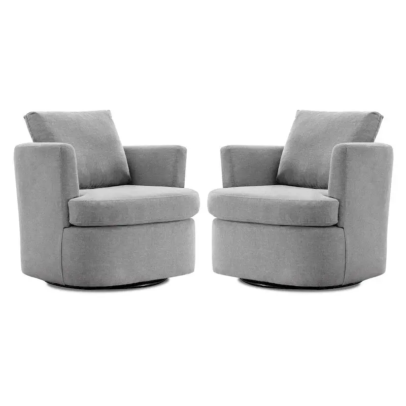 Modern Chenille Swivel Barrel Chair – Rotating Accent Armchair for Living Spaces or Home Offices