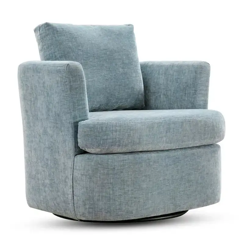 Modern Chenille Swivel Barrel Chair – Rotating Accent Armchair for Living Spaces or Home Offices
