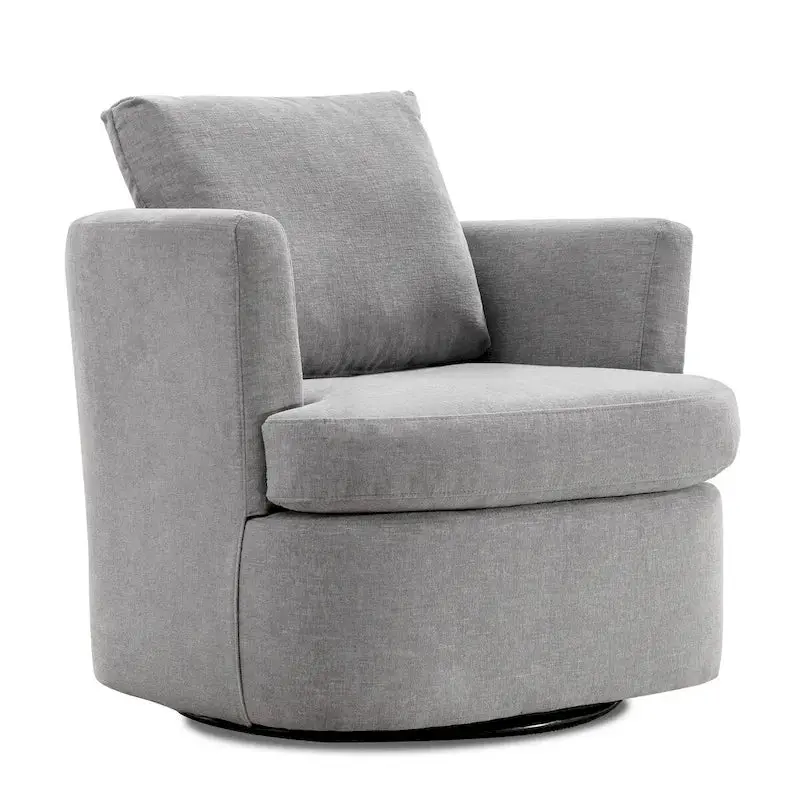 Modern Chenille Swivel Barrel Chair – Rotating Accent Armchair for Living Spaces or Home Offices