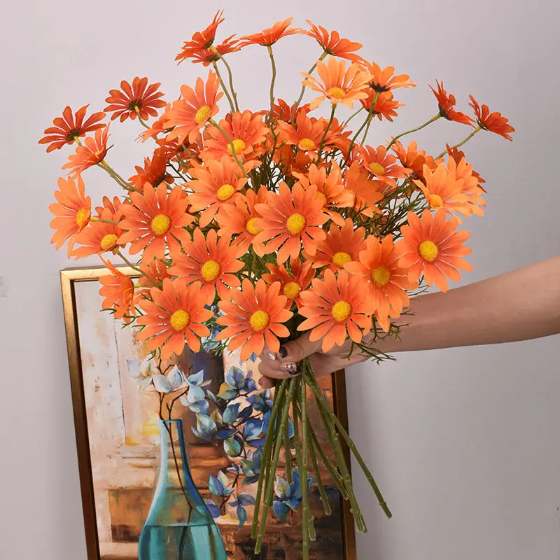 New York Aster Silk Stem Bundle – Five-Head Branch for Seasonal Tabletop and Wall Displays