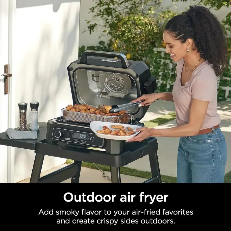 Ninja Woodfire Pro XL 4-in-1 Outdoor Cooking System – Grill, Smoker, Air Fryer & Precision Thermometer