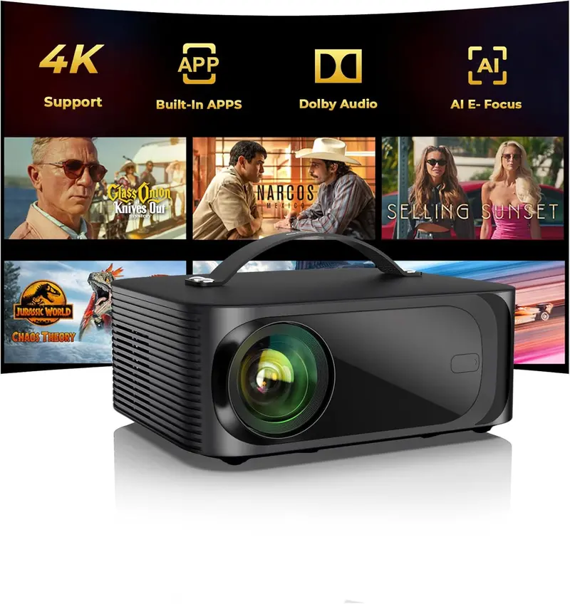 Outdoor-Optimized 4K Smart Projector – AI Auto Focus, 3200 ANSI Lumens, Preinstalled Streaming Apps 2