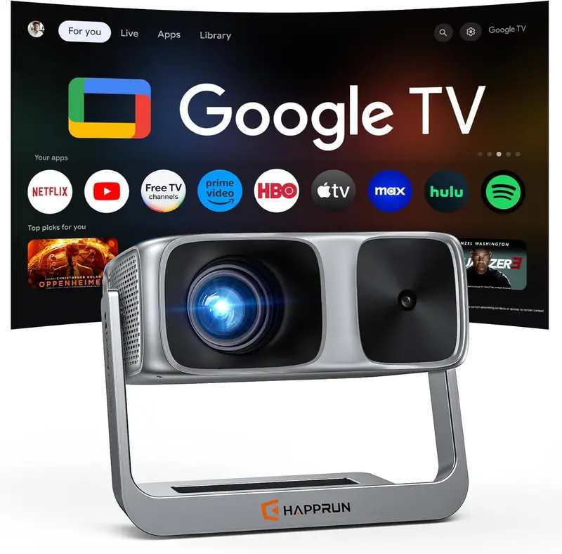 Outdoor-Ready 4K Smart Projector with 2000 ANSI Lumens, Google TV Integration, and Enhanced Decoding