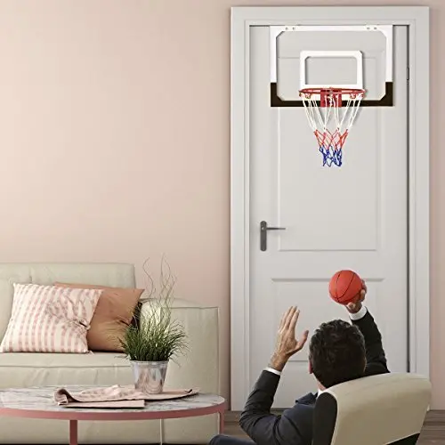 Over-the-Door Mini Basketball Hoop Kit – Includes Regulation-Size Ball and Portable Hand Pump for Indoor Use 2