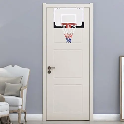 Over-the-Door Mini Basketball Hoop Kit – Includes Regulation-Size Ball and Portable Hand Pump for Indoor Use