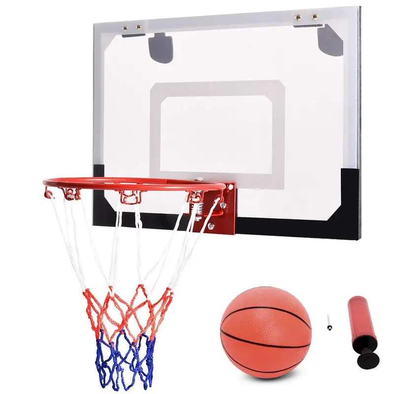 Over-the-Door Mini Basketball Hoop Kit – Includes Regulation-Size Ball and Portable Hand Pump for Indoor Use