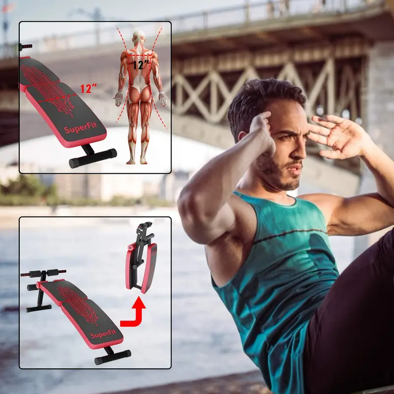 Portable Foldable Sit-Up Bench – Multi-Angle Slant Bench for Ab and Core Strengthening