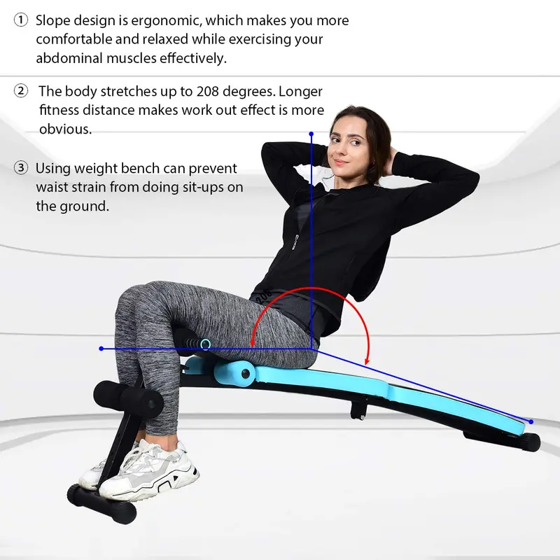 Portable Foldable Sit-Up Bench – Multi-Angle Slant Bench for Ab and Core Strengthening
